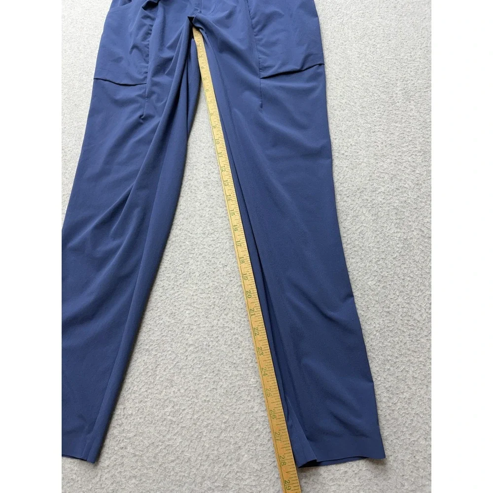 Athleta Ankle Pants Womens 2 Blue Paperbag Waist Belted Pockets Stretch Travel